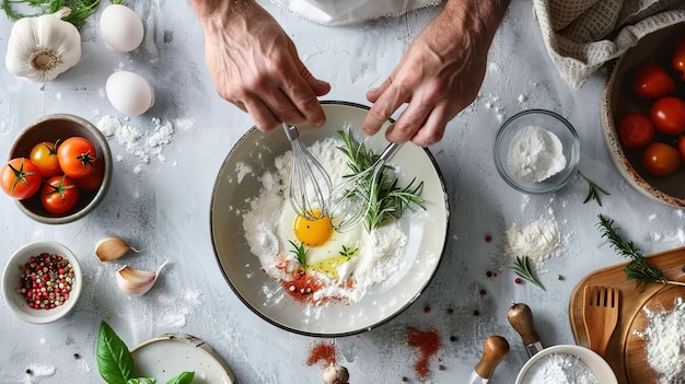 Rustic chef preparing a dish